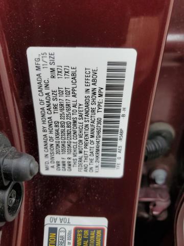 2HKRM4H47GH607360 - 2016 HONDA CR-V SE BURGUNDY photo 12