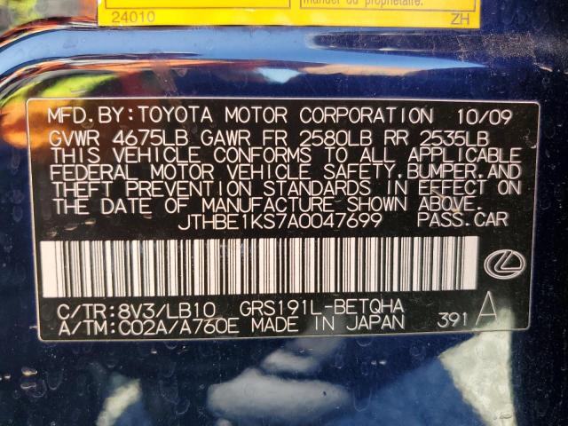 JTHBE1KS7A0047699 - 2010 LEXUS GS 350 BLUE photo 13