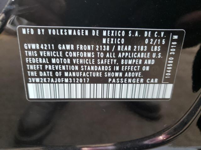 3VW2K7AJ0FM312017 - 2015 VOLKSWAGEN JETTA BASE 黑色 照片 12