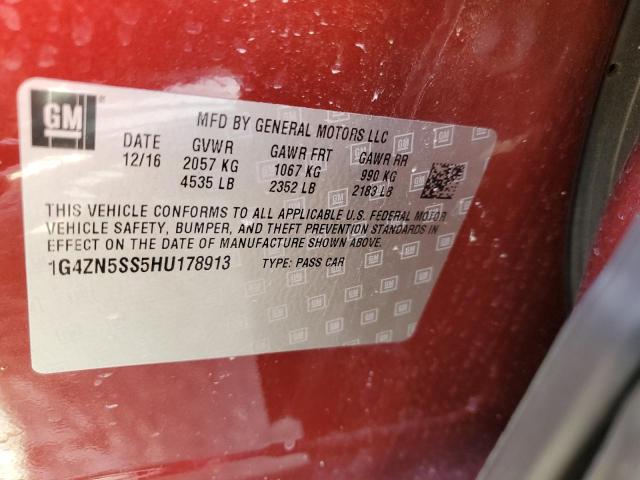 1G4ZN5SS5HU178913 - 2017 BUICK LACROSSE PREFERRED MAROON photo 12