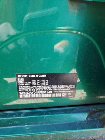 WBS43AY04RFR61948 - 2024 BMW M3 COMPETITION მწვანე ფოტო 12