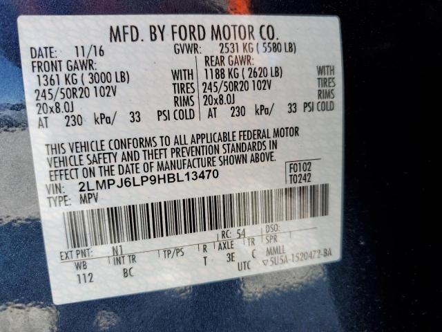 2LMPJ6LP9HBL13470 - 2017 LINCOLN MKX RESERVE BLUE photo 14