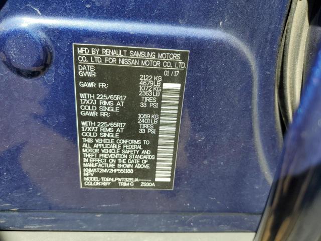 KNMAT2MV2HP551188 - 2017 NISSAN ROGUE S BLUE photo 12