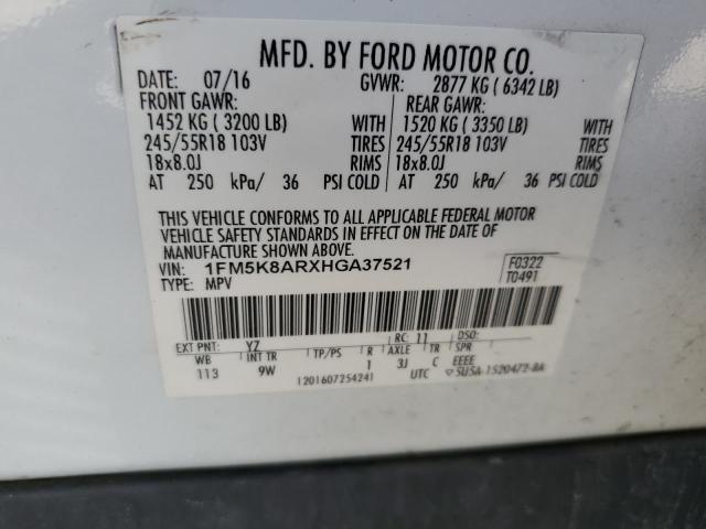 1FM5K8ARXHGA37521 - 2017 FORD EXPLORER POLICE INTERCEPTOR 双色 照片 12