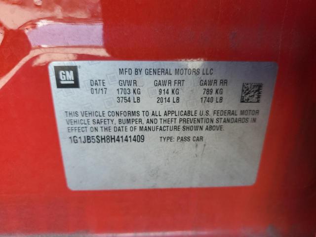1G1JB5SH8H4141409 - 2017 CHEVROLET SONIC LS 红色 照片 12