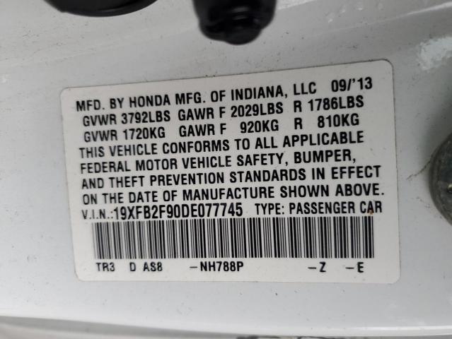 19XFB2F90DE077745 - 2013 HONDA CIVIC EXL თეთრი ფოტო 12
