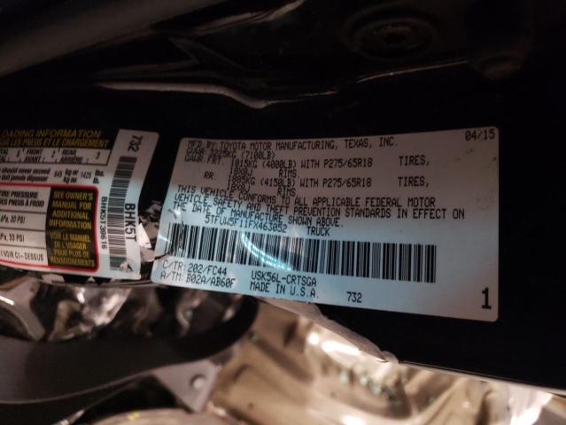 5TFUW5F11FX463052 - 2015 TOYOTA TUNDRA DOUBLE CAB SR/SR5 BLACK photo 12