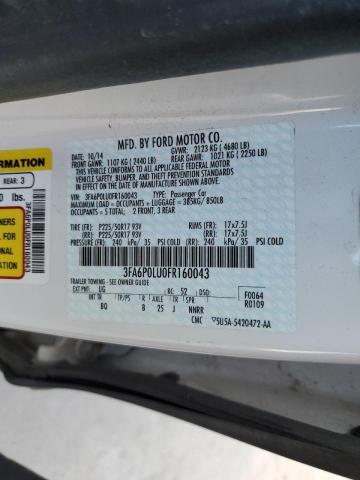 3FA6P0LU0FR160043 - 2015 FORD FUSION SE HYBRID WHITE photo 12