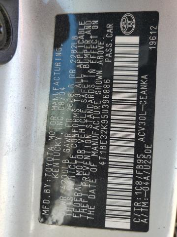 4T1BE32K95U396886 - 2005 TOYOTA CAMRY LE SILVER photo 12