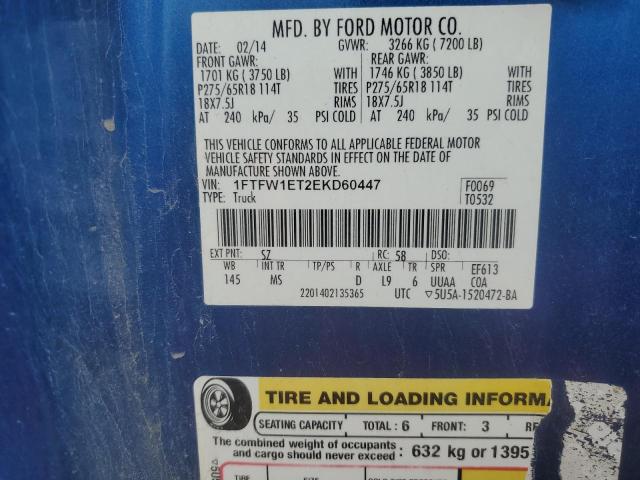 1FTFW1ET2EKD60447 - 2014 FORD F150 SUPERCREW BLUE photo 12