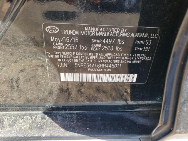 5NPE34AF6HH445011 - 2017 HYUNDAI SONATA SPORT BLACK photo 12