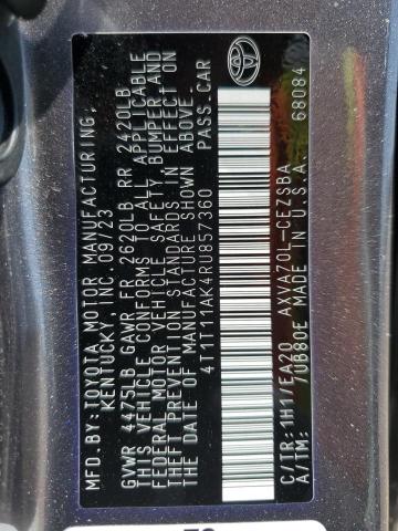 4T1T11AK4RU857360 - 2024 TOYOTA CAMRY SE NIGHT SHADE GRAY photo 13