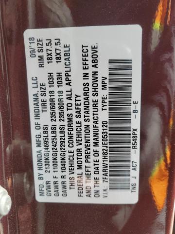 7FARW1H82JE053120 - 2018 HONDA CR-V EXL BURGUNDY photo 14
