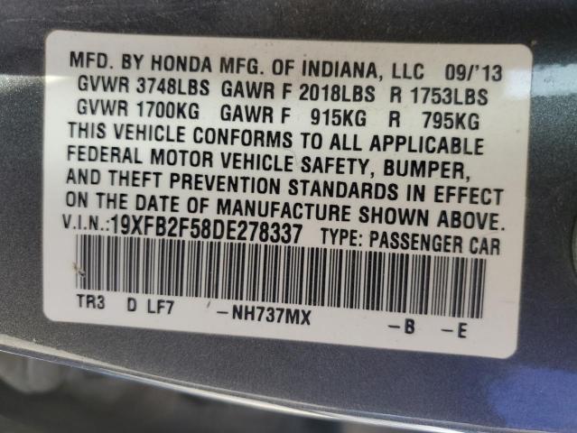 19XFB2F58DE278337 - 2013 HONDA CIVIC LX GRAY photo 13