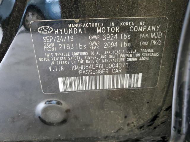 KMHD84LF6LU004371 - 2020 HYUNDAI ELANTRA SEL BLACK photo 12