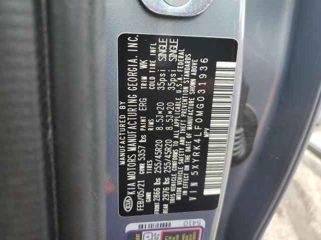 5XYRK4LF0MG031936 - 2021 KIA SORENTO SX GRAY photo 14