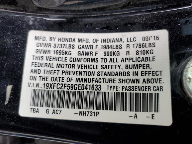 19XFC2F59GE041633 - 2016 HONDA CIVIC LX BLACK photo 12