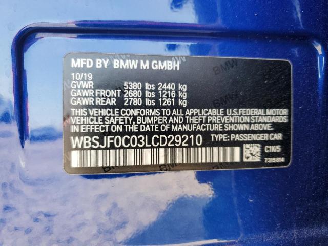 WBSJF0C03LCD29210 - 2020 BMW M5 BASE 蓝色 照片 12