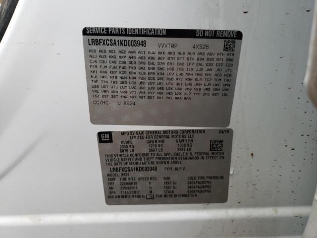 LRBFXCSA1KD003948 - 2019 BUICK ENVISION ESSENCE Ağ foto 13