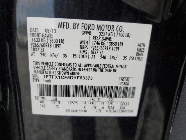 1FTFX1CF5DKF63373 - 2013 FORD F150 SUPER CAB BLACK photo 12