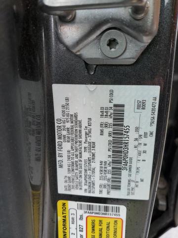 3FA6P0HD3HR157455 - 2017 FORD FUSION SE GRAY photo 12