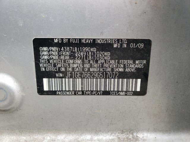 JF1GE76629G517072 - 2009 SUBARU IMPREZA WRX SILVER photo 12