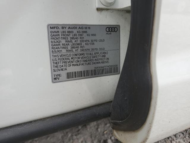 WA1VAAF77HD022430 - 2017 AUDI Q7 PRESTIGE WHITE photo 12