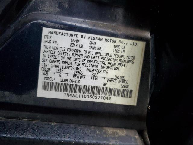 1N4AL11D05C271042 - 2005 NISSAN ALTIMA S BLUE photo 12