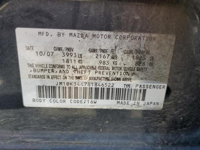 JM1BK344781846522 - 2008 MAZDA 3 HATCHBACK BLACK photo 12