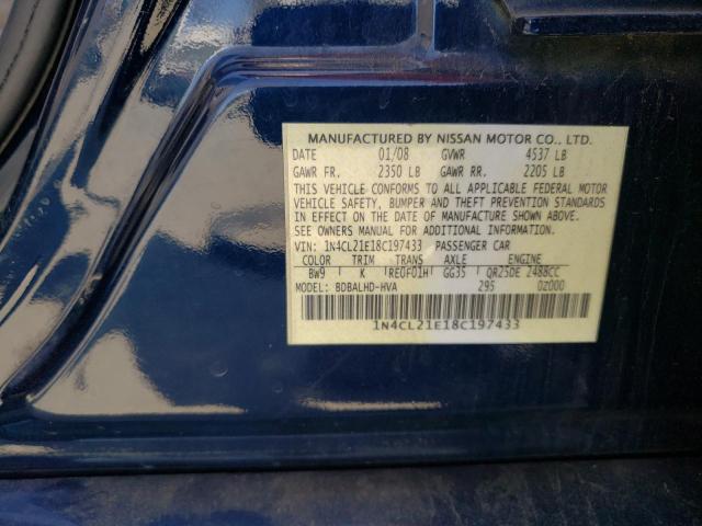 1N4CL21E18C197433 - 2008 NISSAN ALTIMA HYBRID BLUE photo 12