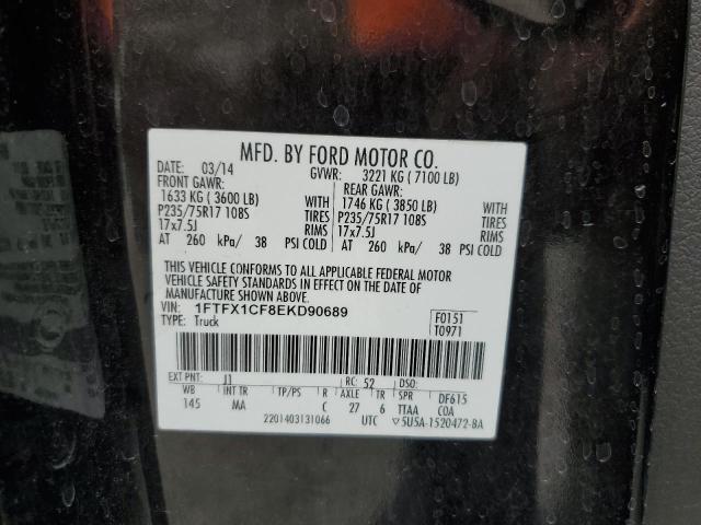 1FTFX1CF8EKD90689 - 2014 FORD F150 SUPER CAB BLACK photo 12