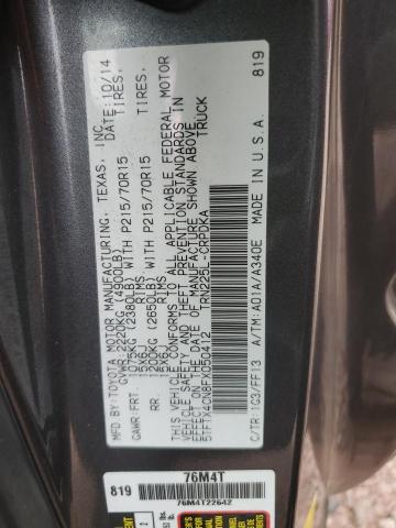 5TFTX4CN8FX050412 - 2015 TOYOTA TACOMA ACCESS CAB ნაცრისფერი ფოტო 12