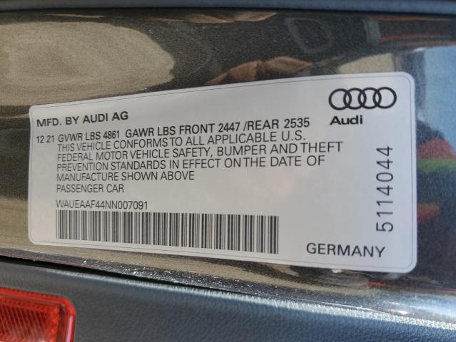 WAUEAAF44NN007091 - 2022 AUDI A4 PREMIUM PLUS 45 GRAY photo 12