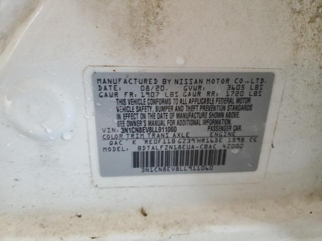 3N1CN8EV8LL911060 - 2020 NISSAN VERSA SV WHITE photo 13