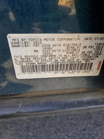 JT3GP10V1Y0051728 - 2000 TOYOTA RAV4 BLUE photo 13