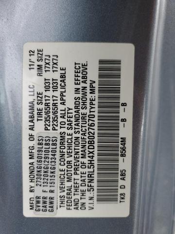 5FNRL5H4XDB027670 - 2013 HONDA ODYSSEY EX BLUE photo 14