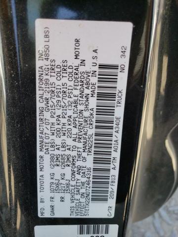 5TETX22N07Z464316 - 2007 TOYOTA TACOMA ACCESS CAB Қара фото 12