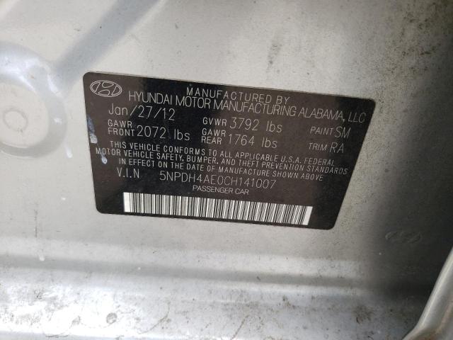 5NPDH4AE0CH141007 - 2012 HYUNDAI ELANTRA GLS GRAY photo 12