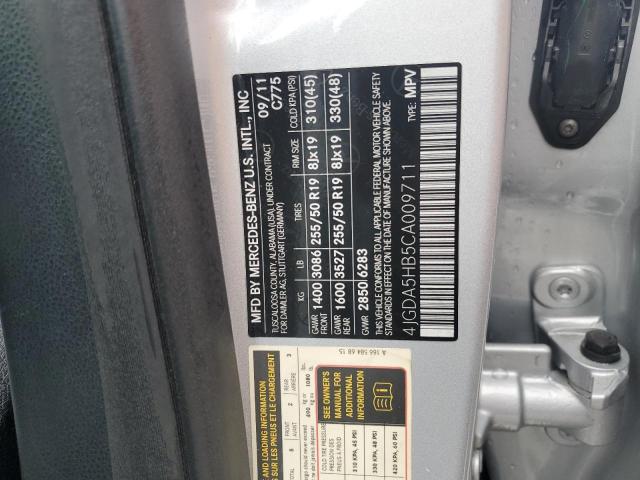 4JGDA5HB5CA009711 - 2012 MERCEDES-BENZ ML 350 4MATIC SILVER photo 13