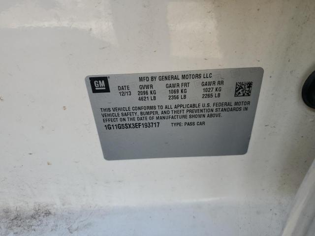 1G11G5SX3EF193717 - 2014 CHEVROLET MALIBU 3LT WHITE photo 12