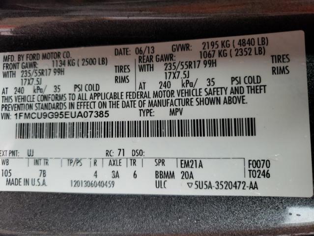 1FMCU9G95EUA07385 - 2014 FORD ESCAPE SE GRAY photo 13