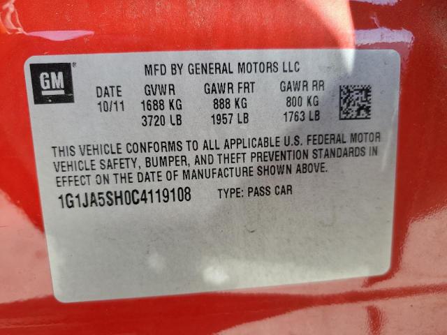 1G1JA5SH0C4119108 - 2012 CHEVROLET SONIC LS 红色 照片 12