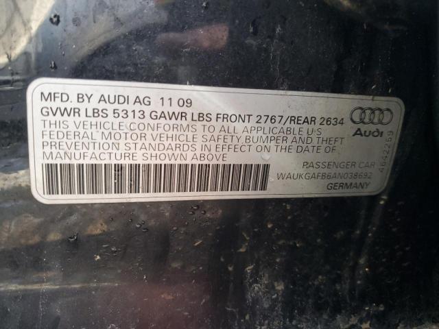 WAUKGAFB6AN038692 - 2010 AUDI A6 PRESTIGE შავი ფოტო 12