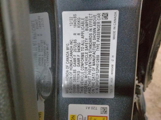 2HGFE2F52PH512859 - 2023 HONDA CIVIC SPORT 灰色 照片 12