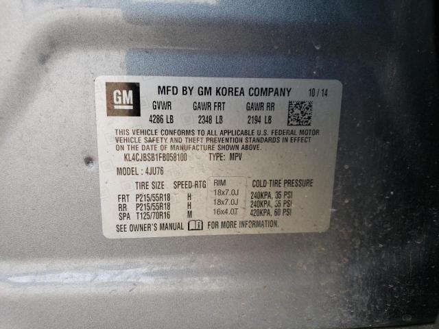 KL4CJBSB1FB058100 - 2015 BUICK ENCORE CONVENIENCE GRAY photo 12