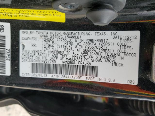 5TFJU4GN0DX037760 - 2013 TOYOTA TACOMA DOUBLE CAB PRERUNNER BLACK photo 12