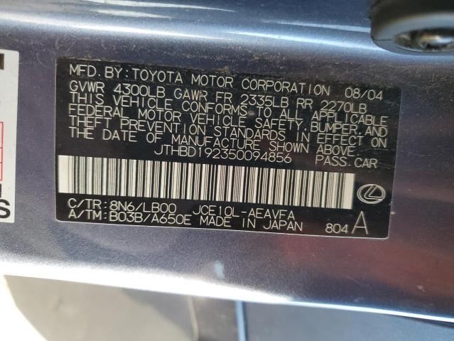 JTHBD192350094856 - 2005 LEXUS IS300 300 BLUE photo 12