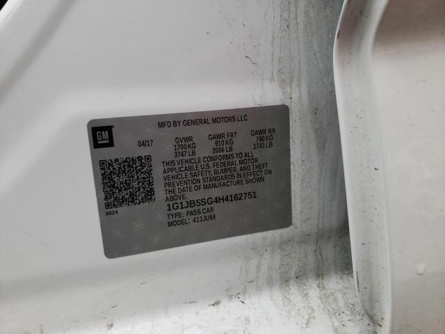 1G1JB5SG4H4162751 - 2017 CHEVROLET SONIC LS 白色 照片 12