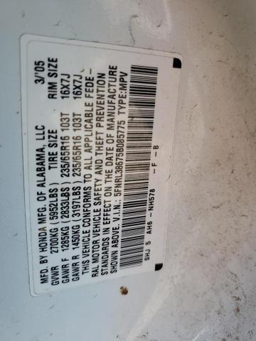 5FNRL38675B085775 - 2005 HONDA ODYSSEY EXL WHITE photo 13