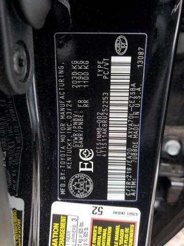 4T1S11AK8RU252253 - 2024 TOYOTA CAMRY SE NIGHT SHADE BLACK photo 12